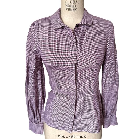 NWT Maje Fitted Button Down Houndstooth Blouse Size 2/ Small - Picture 1 of 8